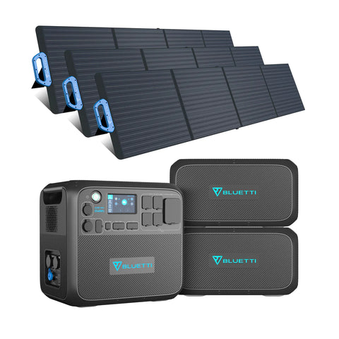 Image of Bluetti Solar Generator Kit with 1 Power Station 2 Expansion Battery and 3 Solar Panels