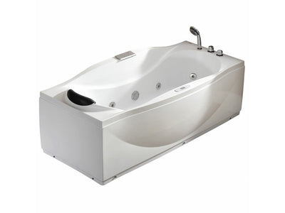 EAGO 6 Foot Right Drain Acrylic White Whirlpool Bathtub With Fixtures