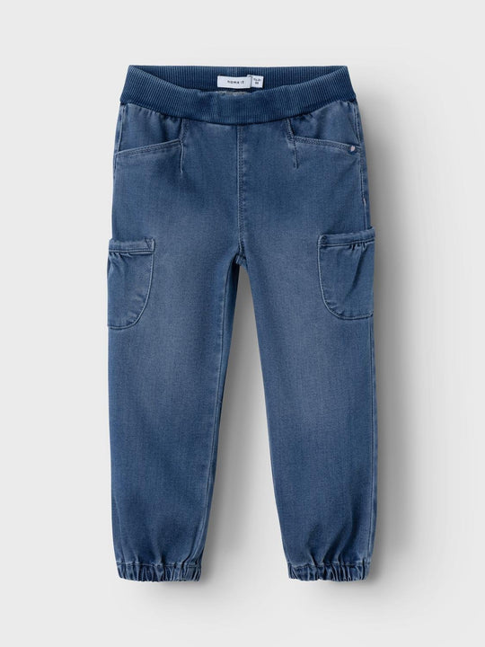 Big Pocket Loose Elastic Waist Ankle Banded Jeans Casual Solid Color Denim  Cargo Pants | Stylish dresses for girls, Denim cargo pants, Types of jeans