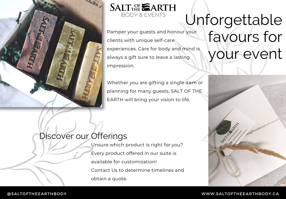 SALT OF THE EARTH BODY AND EVENTS FAVOURS EVENT CORPORATE GIFTING PERSONALIZATION