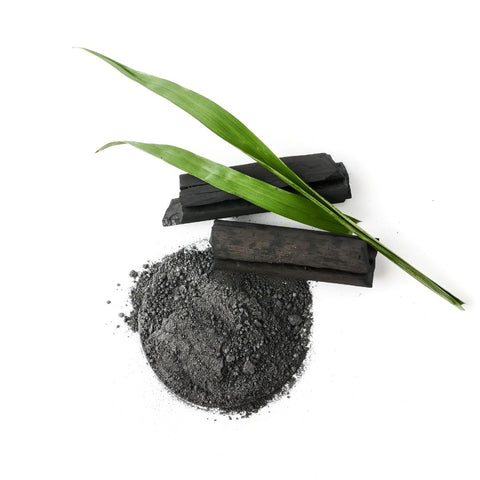 Charcoal powder, stick and plant