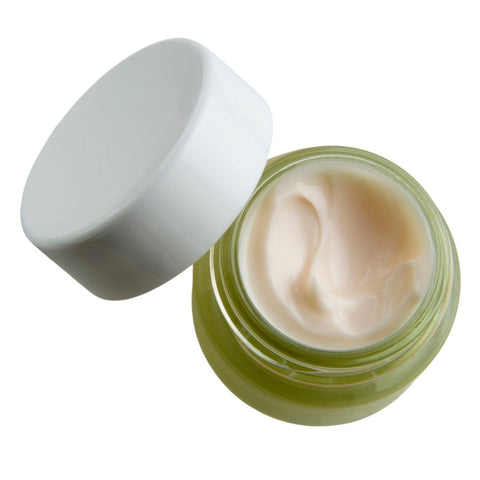 Cream, moisturizer, sustain, green glass jar