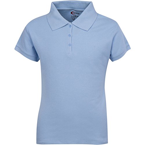 Girls Short Sleeve Pique Polo Shirt - Light Blue