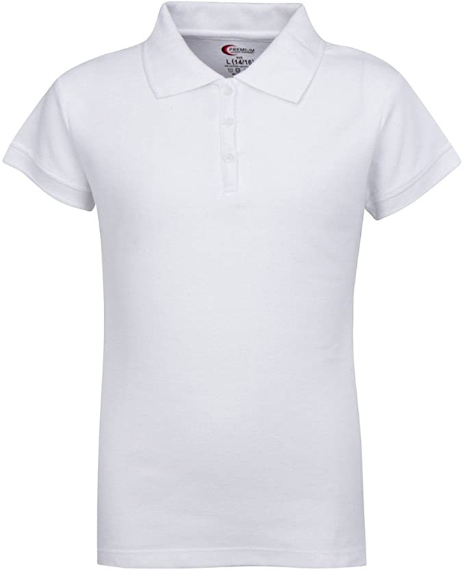 Girls Short Sleeve Pique Polo Shirt - White