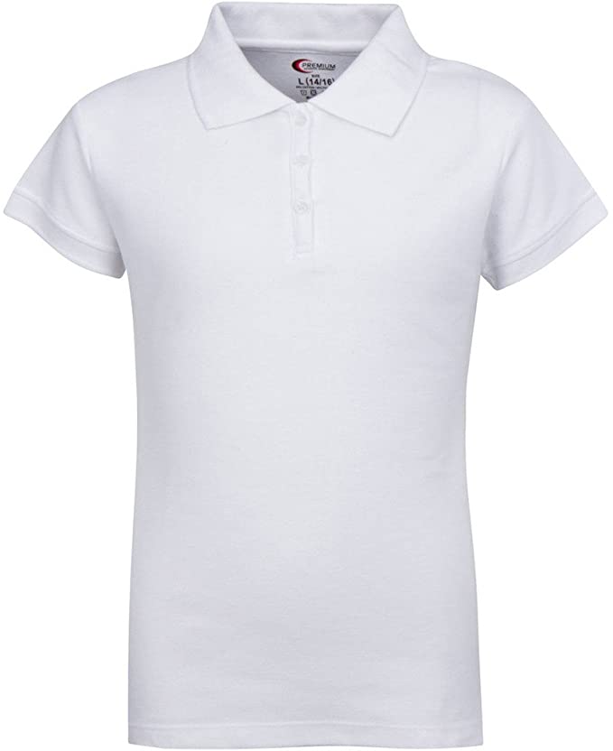 Girls Short Sleeve Pique Polo SHIRT - White