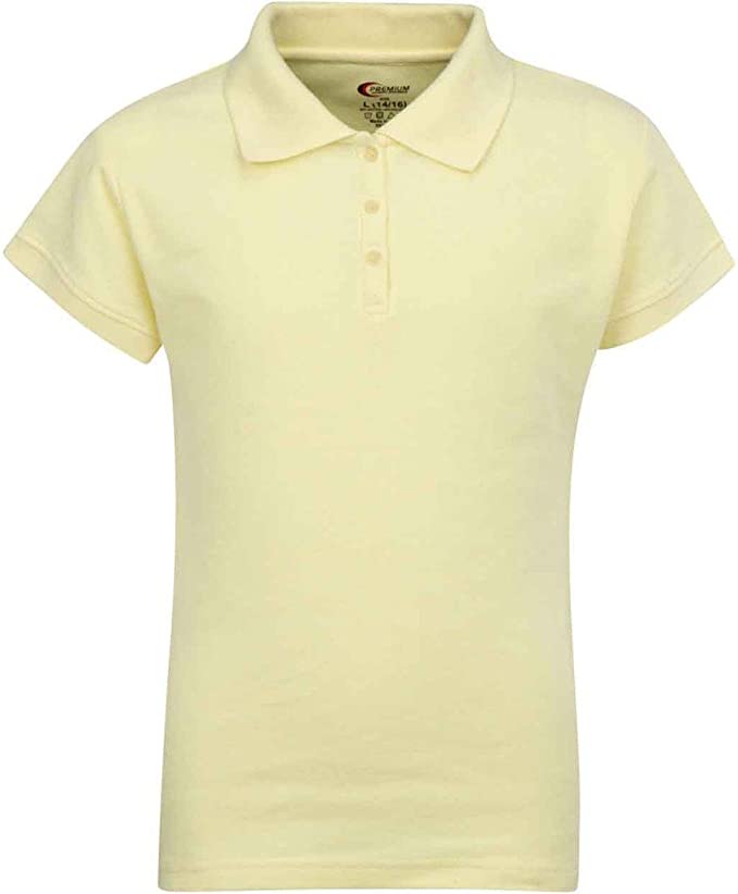 Girls Short Sleeve Pique Polo Shirt - Yellow
