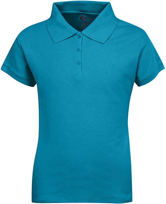 Girls Short Sleeve Pique Polo Shirt - Teal