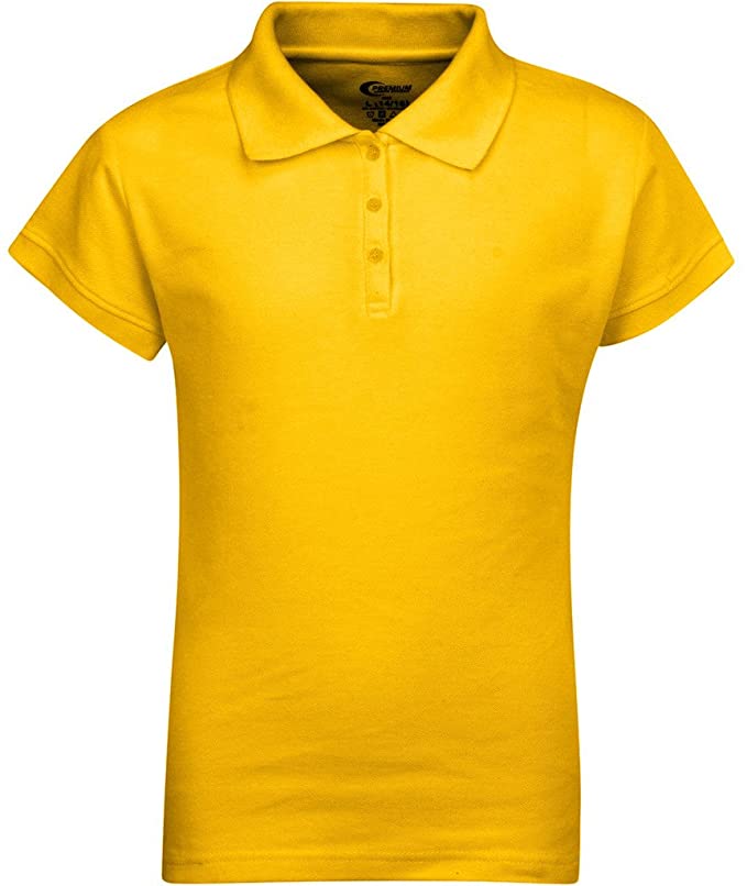 Girls Short Sleeve Pique Polo Shirt - Gold