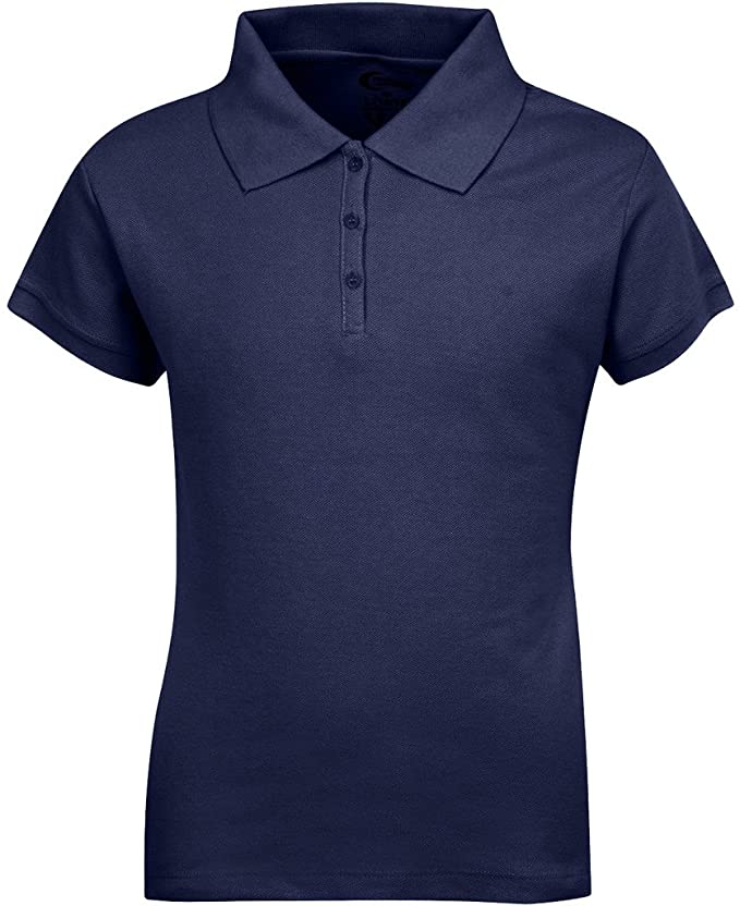 Girls SHORT Sleeve Pique Polo Shirt - Navy