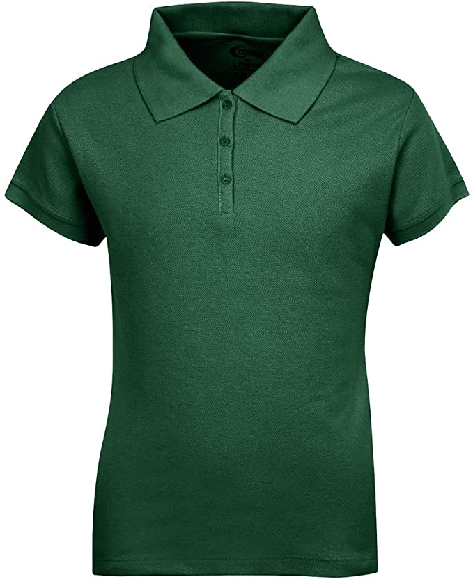 Girls SHORT Sleeve Pique Polo Shirt - Hunter Green