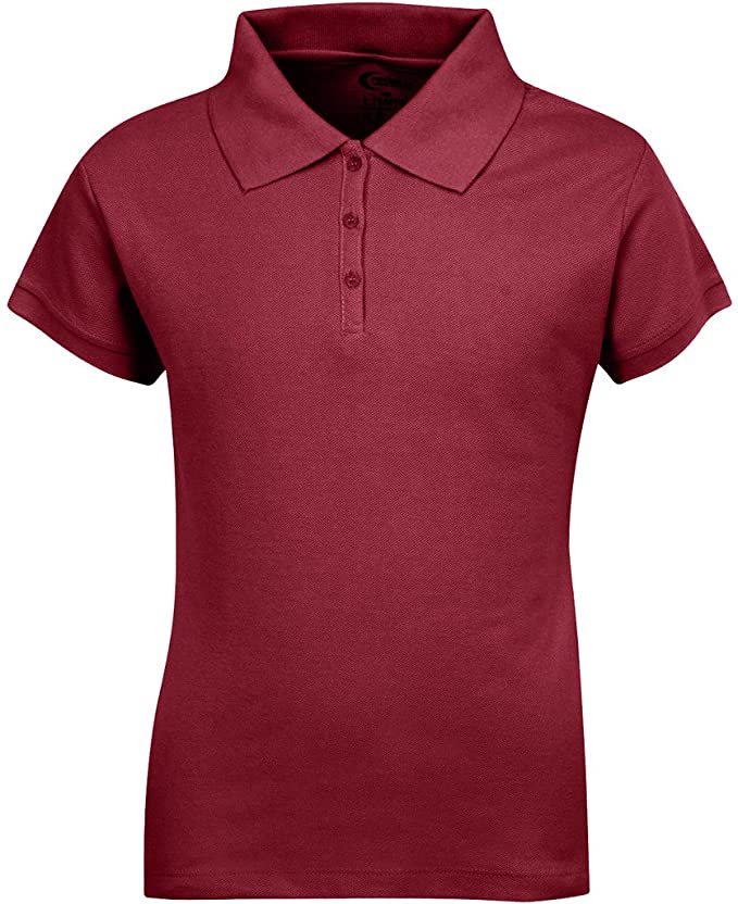 Girls Short Sleeve Pique Polo Shirt - Burgandy