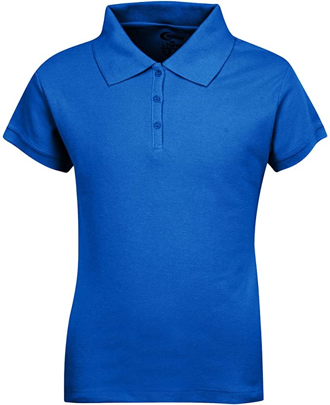 Girls Short Sleeve Pique Polo Shirt - Blue