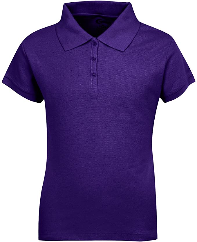 Girls Short Sleeve Pique Polo Shirt - Purple