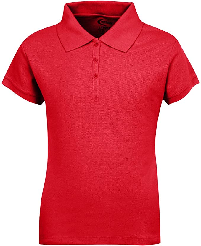 Girls Short Sleeve Pique Polo Shirt - Red