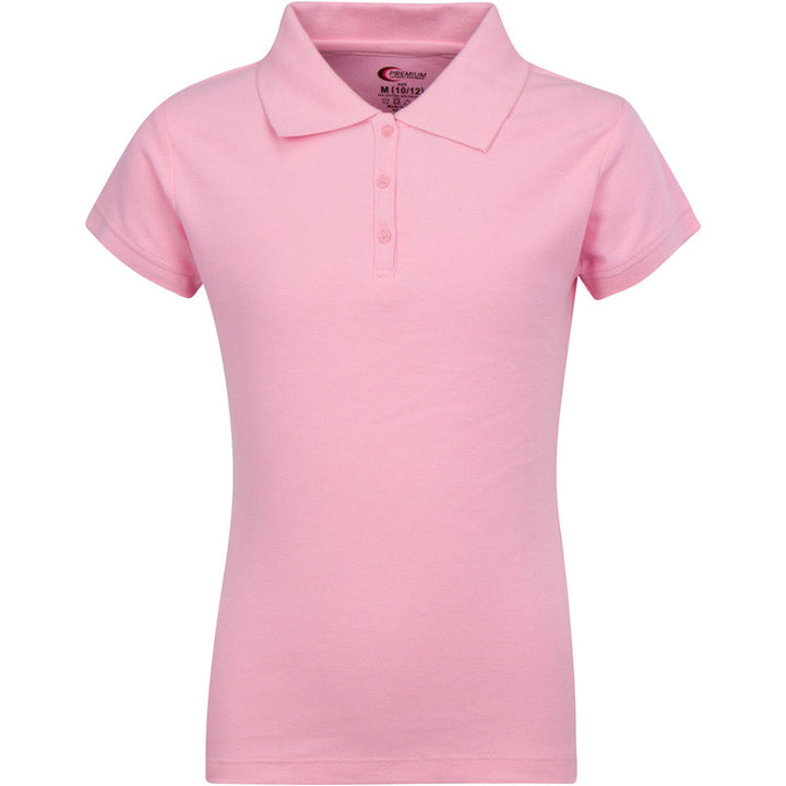 Girls Short Sleeve Pique Polo Shirt - Pink