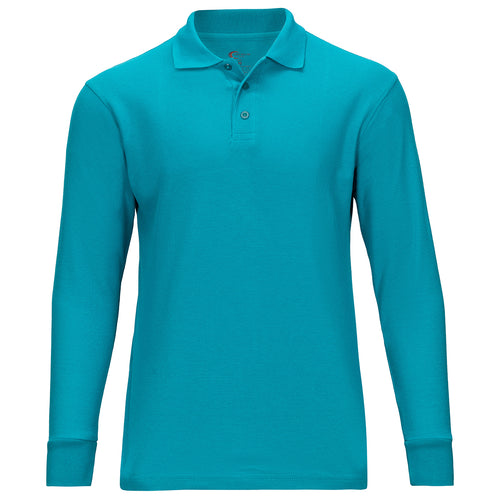 Unisex Long Sleeve Pique Polo Shirt - Teal