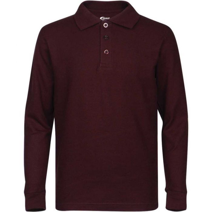 Unisex Long Sleeve Pique POLO SHIRT - Burgandy