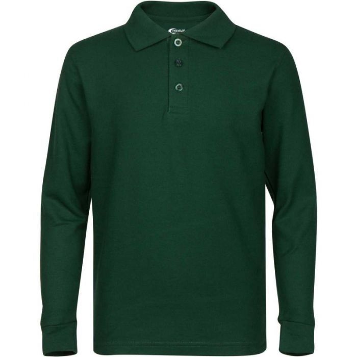 Unisex Long Sleeve Pique Polo SHIRT - Hunter Green