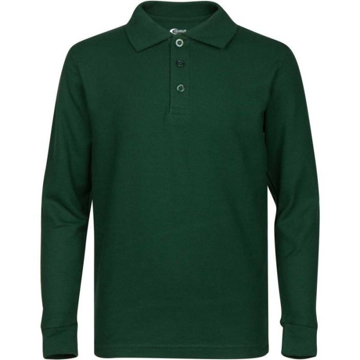 Unisex Long Sleeve Pique Polo Shirt - Hunter Green