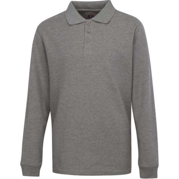 Unisex Long Sleeve Pique POLO SHIRT - Grey