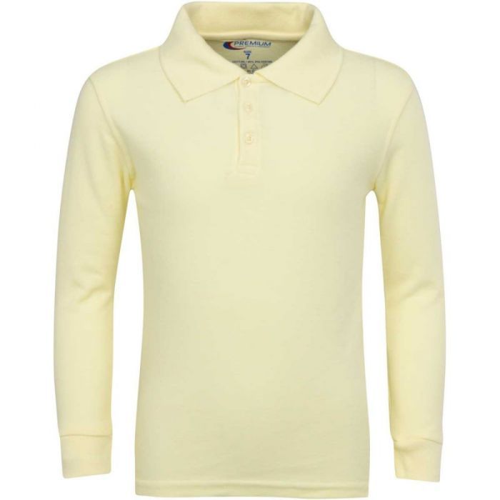 Unisex Long Sleeve Pique Polo Shirt - Yellow