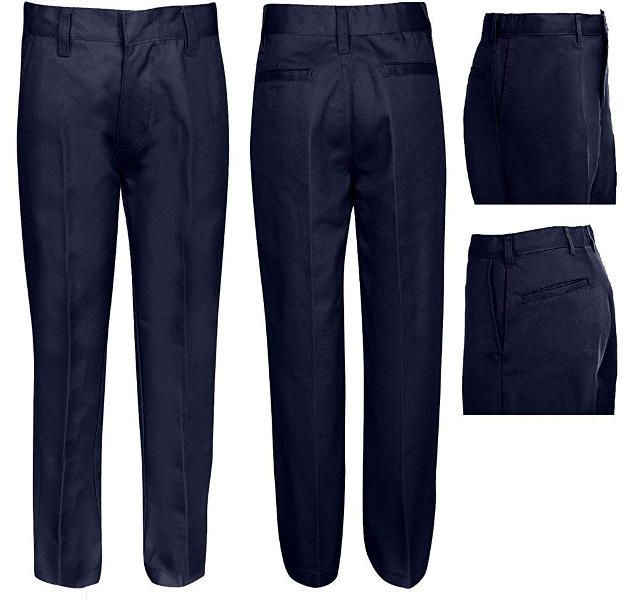 Girls Flat Front Pants - Navy