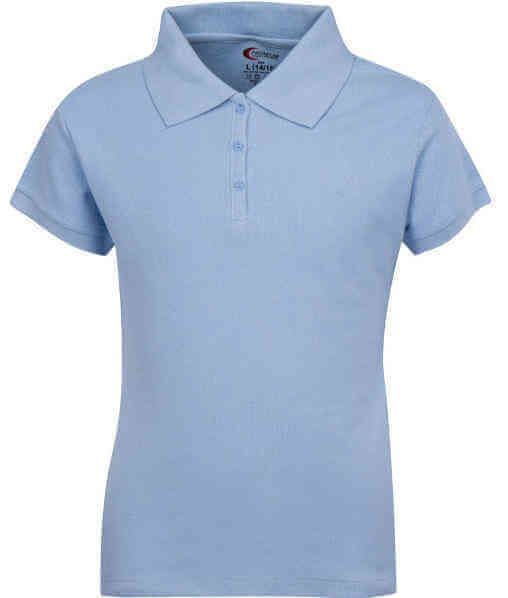 Juniors Short Sleeve Dri Fit Moisture Wicking Polo Shirt - Light Blue