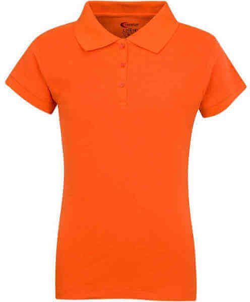 Juniors SHORT Sleeve Dri Fit Moisture Wicking Polo Shirt - Orange