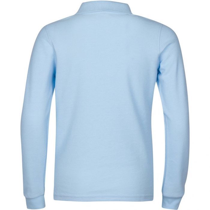 Unisex Long Sleeve Pique POLO SHIRT - Light Blue