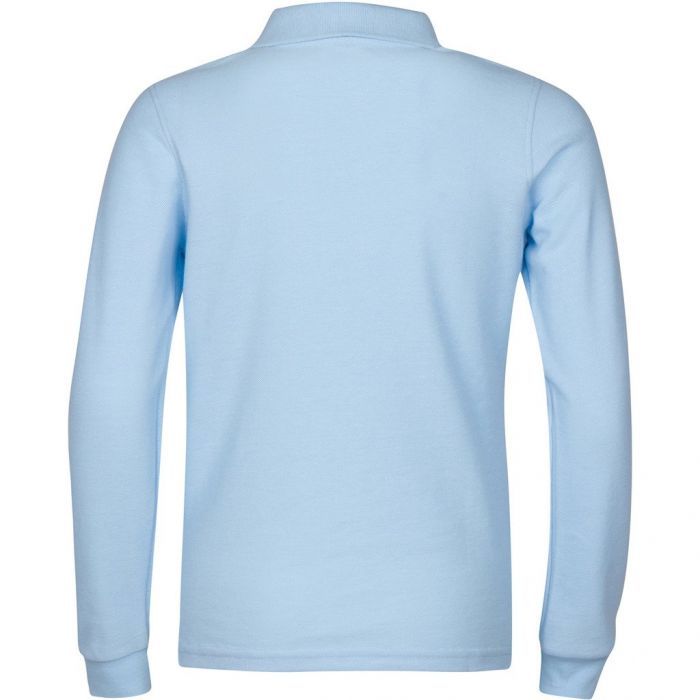Unisex Long Sleeve Pique Polo Shirt - Light Blue