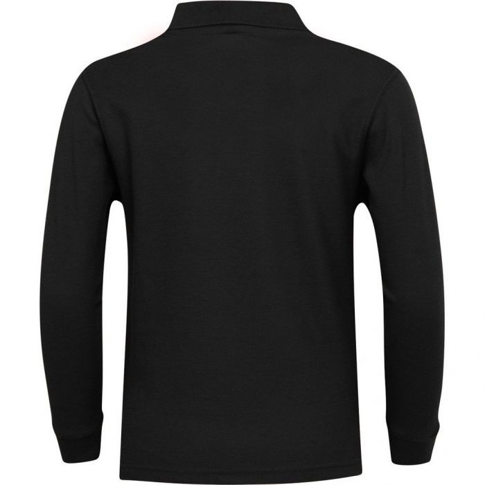 Unisex Long Sleeve Pique Polo Shirt - Black