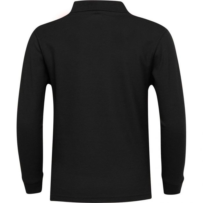 Unisex Long Sleeve Pique Polo SHIRT - Black