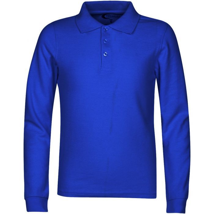 Unisex Long Sleeve Pique Polo Shirt - Royal Blue