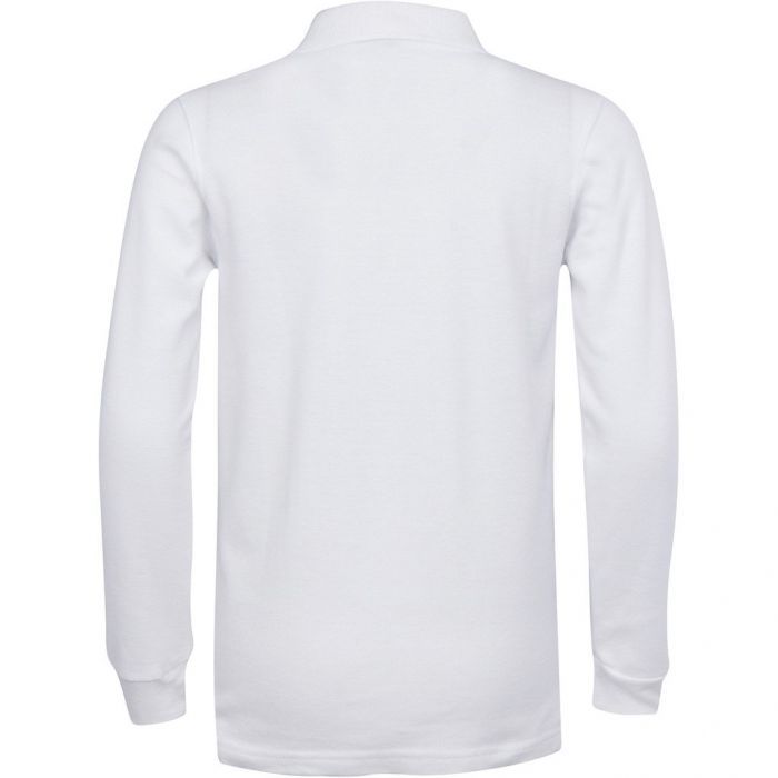 Unisex Long Sleeve Pique Polo Shirt - White