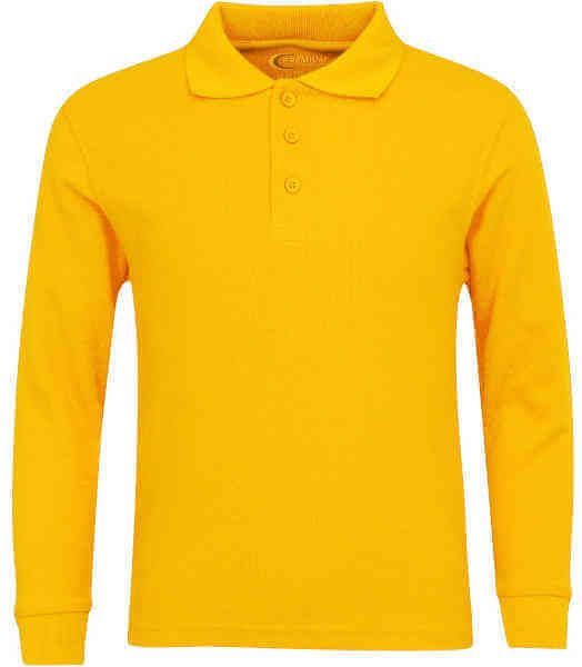 Toddlers Long Sleeve Pique Polo Shirt - Yellow