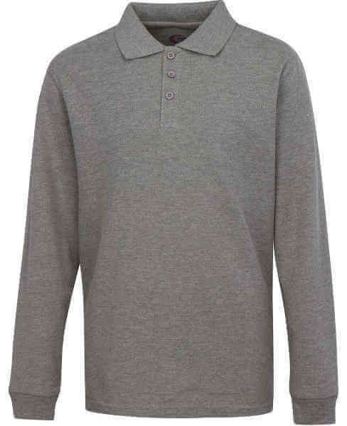 Toddlers Long Sleeve Pique Polo Shirt - Grey