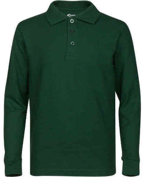 Toddlers Long Sleeve Pique Polo Shirt - Teal