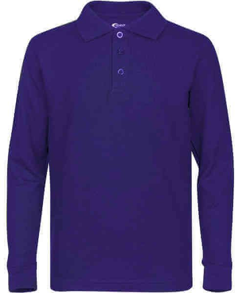 Toddlers Long Sleeve Pique Polo SHIRT - Purple