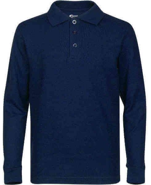 Toddlers Long Sleeve Pique Polo Shirt - Navy