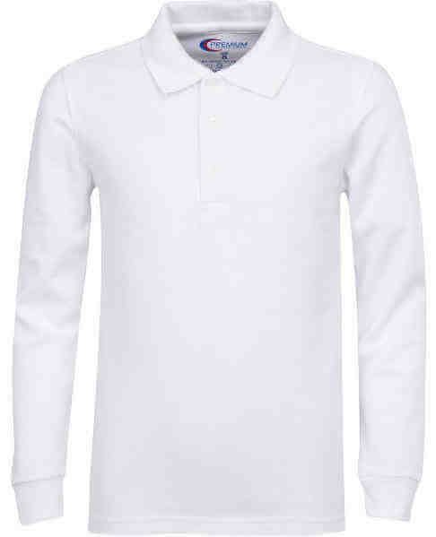 Toddlers Long Sleeve Pique Polo SHIRT - White