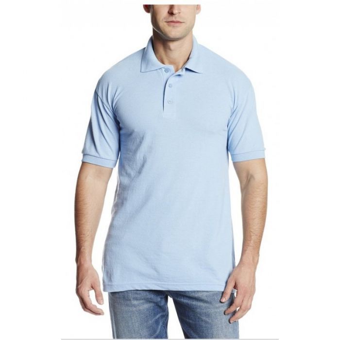 Mens SHORT Sleeve Pique Polo Shirt - Light Blue