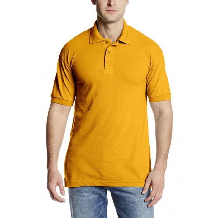 Mens Short Sleeve Pique Polo Shirt - GOLD