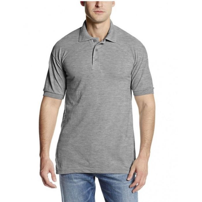 Mens SHORT Sleeve Pique Polo Shirt - Grey