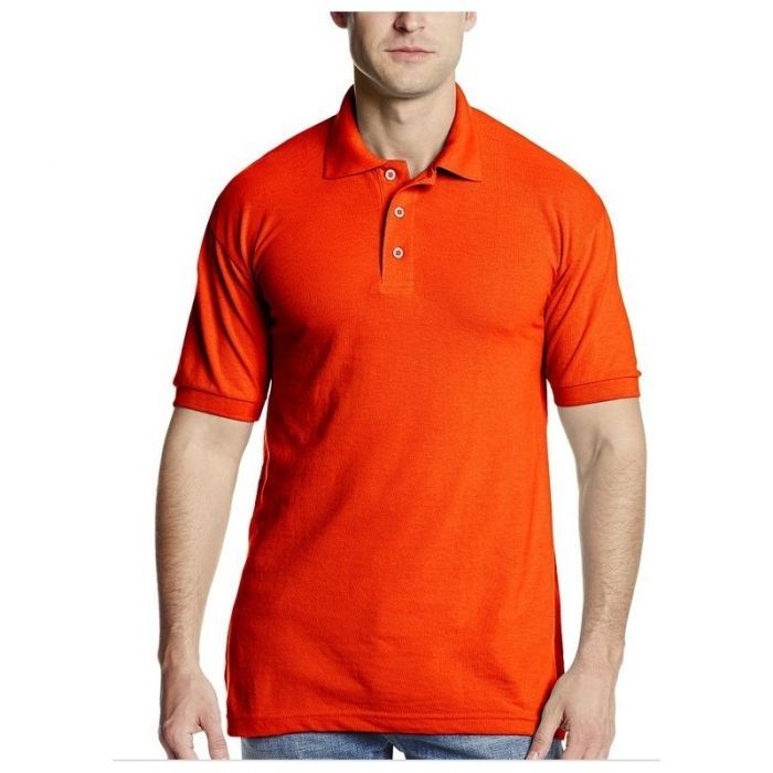 Mens Short Sleeve Pique Polo Shirt - Orange