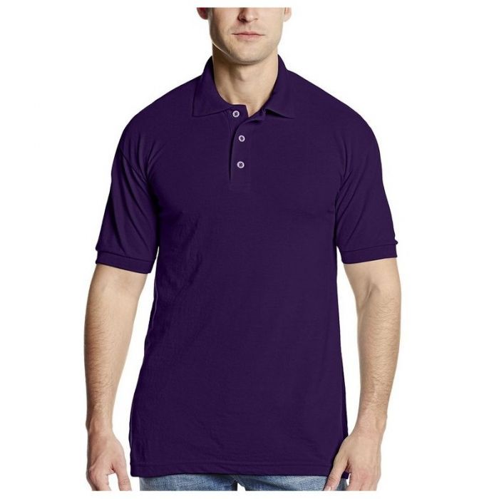 Mens Short Sleeve Pique Polo Shirt - Purple