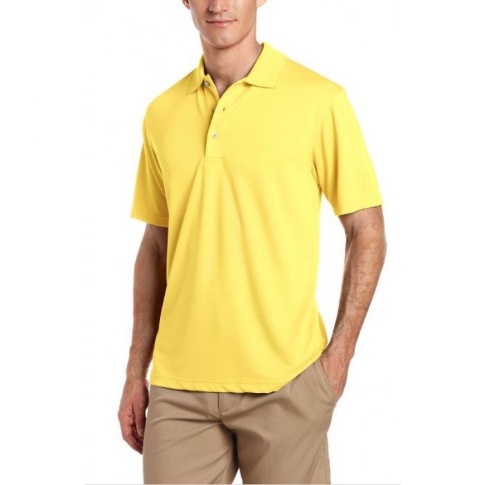 Mens Short Sleeve Pique Polo Shirt - Yellow