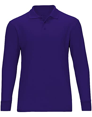 Unisex Long Sleeve Pique Polo Shirt - Purple