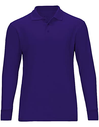 Unisex Long Sleeve Pique POLO SHIRT - Purple