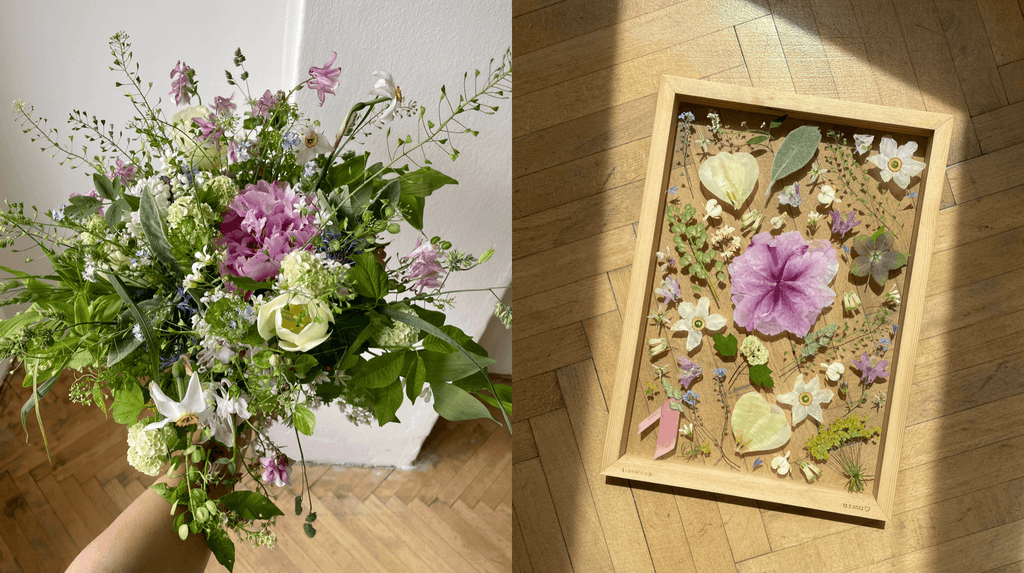 transformation - a picture from a wedding bouquet - meadow flowers and a peony