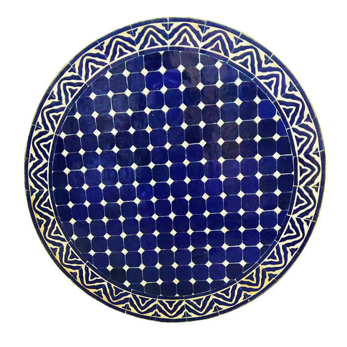 Marokkanischer Mosaiktisch Dunkelblau Maghreb 90 cm